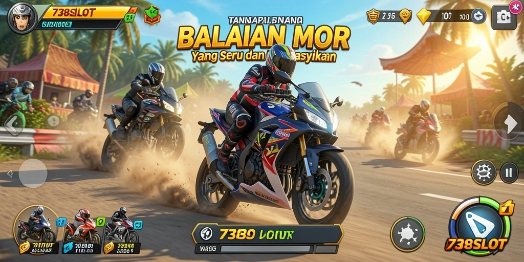 Tampilan gameplay 738SLOT yang penuh aksi dan kecepatan.