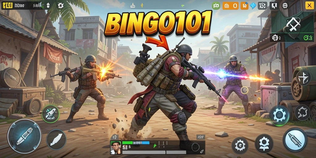 Tampilan gameplay BINGO101 yang intens di arena Battle Royale.