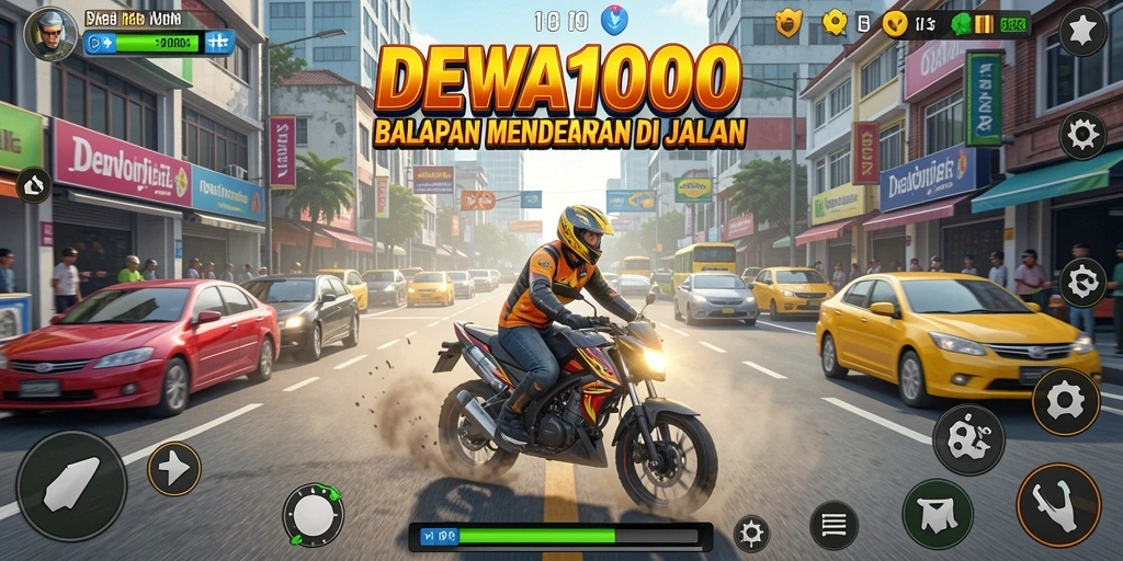 Tampilan balapan yang seru dalam DEWA1000.