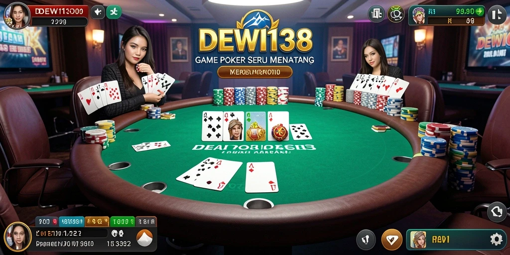 Tampilan gameplay Poker yang menegangkan di DEWI138.