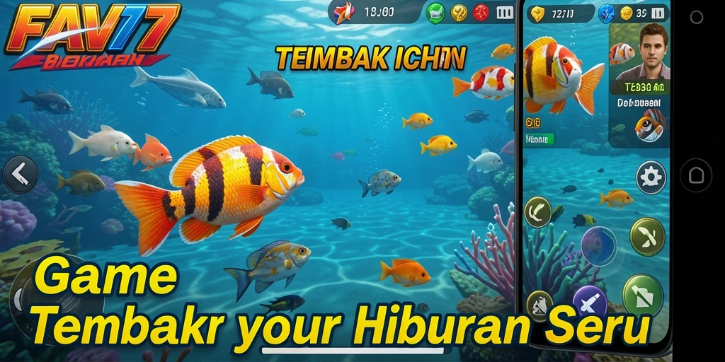 Screenshot gameplay menembak ikan di FAV77 dengan berbagai senjata.