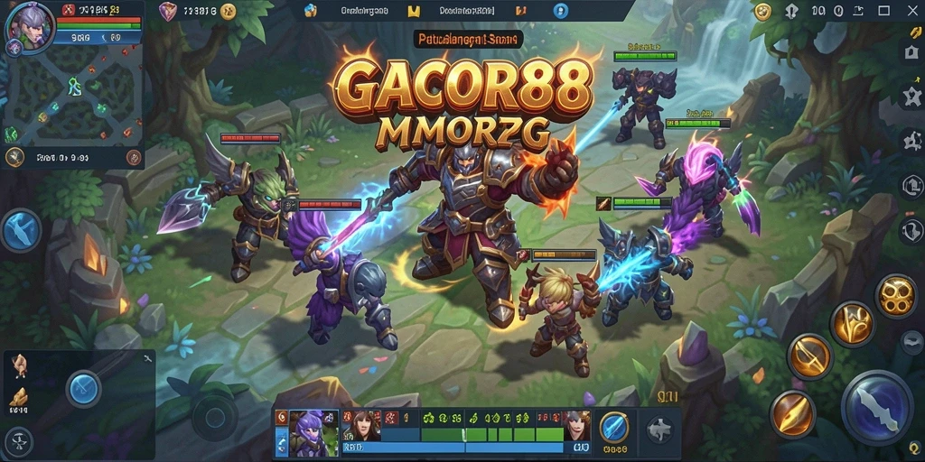 Tangkapan layar GACOR88 menampilkan aksi seru dalam pertempuran MMORPG.