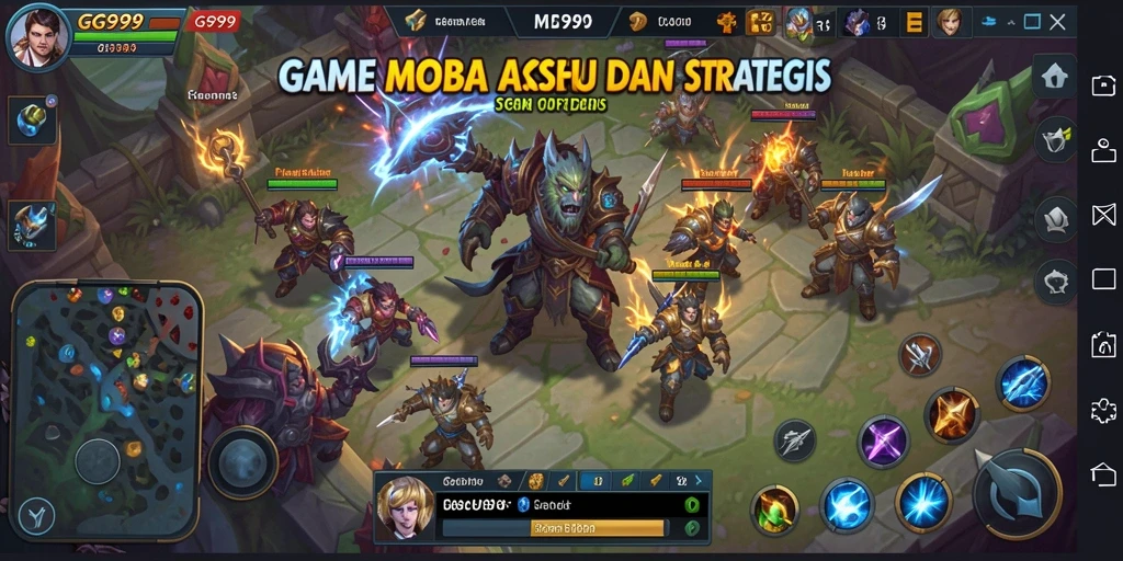 Tangkapan layar gameplay GG999 yang menampilkan aksi seru dalam arena MOBA.