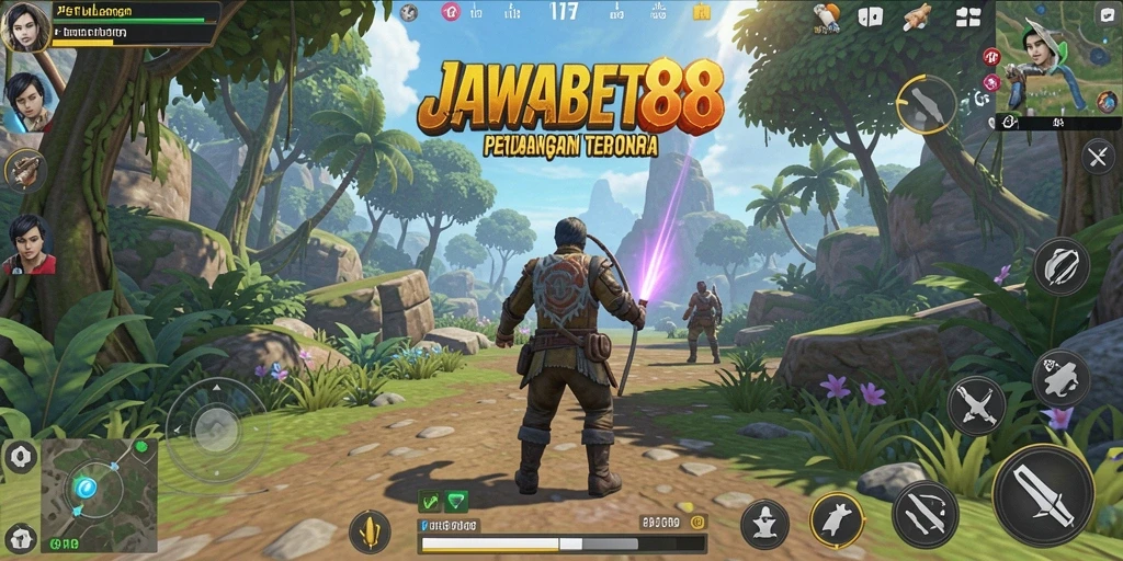 Screenshot gameplay JAWABET88 menunjukkan petualangan seru di dunia terbuka.