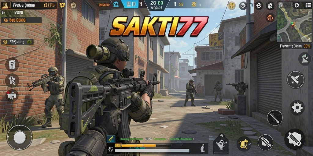 Screenshot gameplay SAKTI77 menampilkan aksi tembak-menembak yang intens.