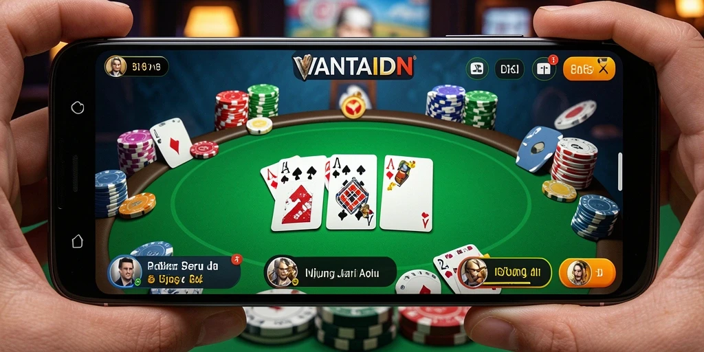 Screenshot utama VANTAIDN menampilkan gameplay poker yang seru dan kompetitif.